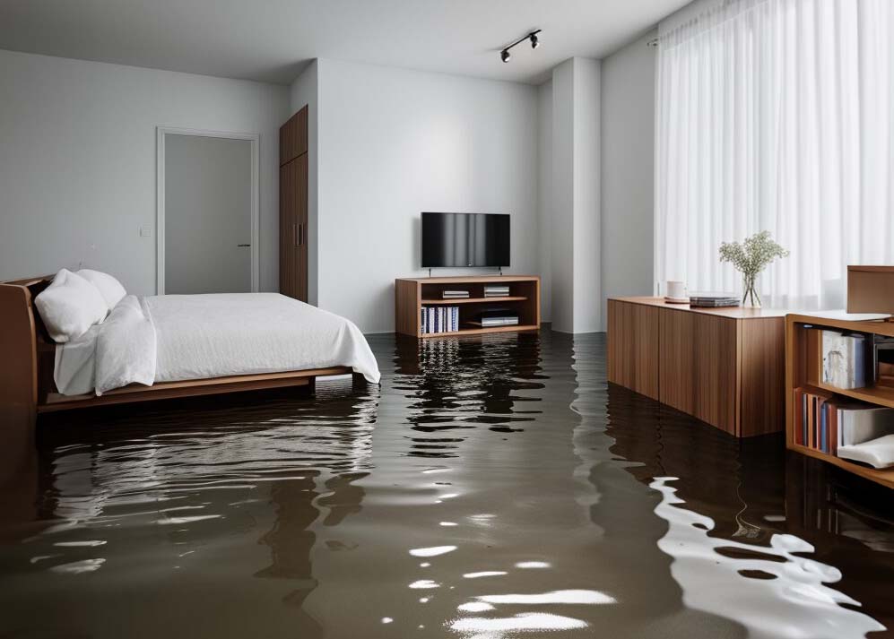 Flooded bedroom